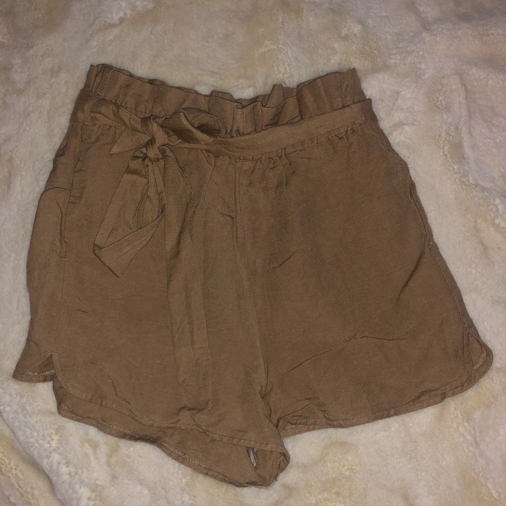 NWT paper bag high rise tie shorts